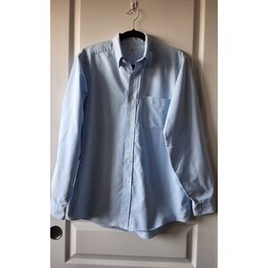 LL Bean Mens 14-34 Blue Chest Pocket Career Executive Office MSS Monogram Shirt‎